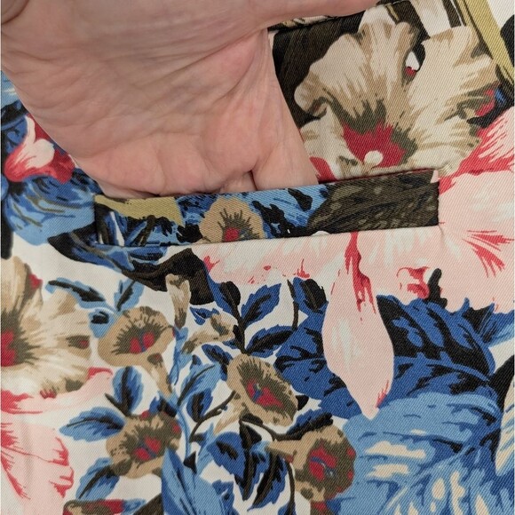 J. Crew Blue Pink Green Tropical Floral Stretch Cotton Chino Shorts Plus Size 14 - Picture 6 of 9